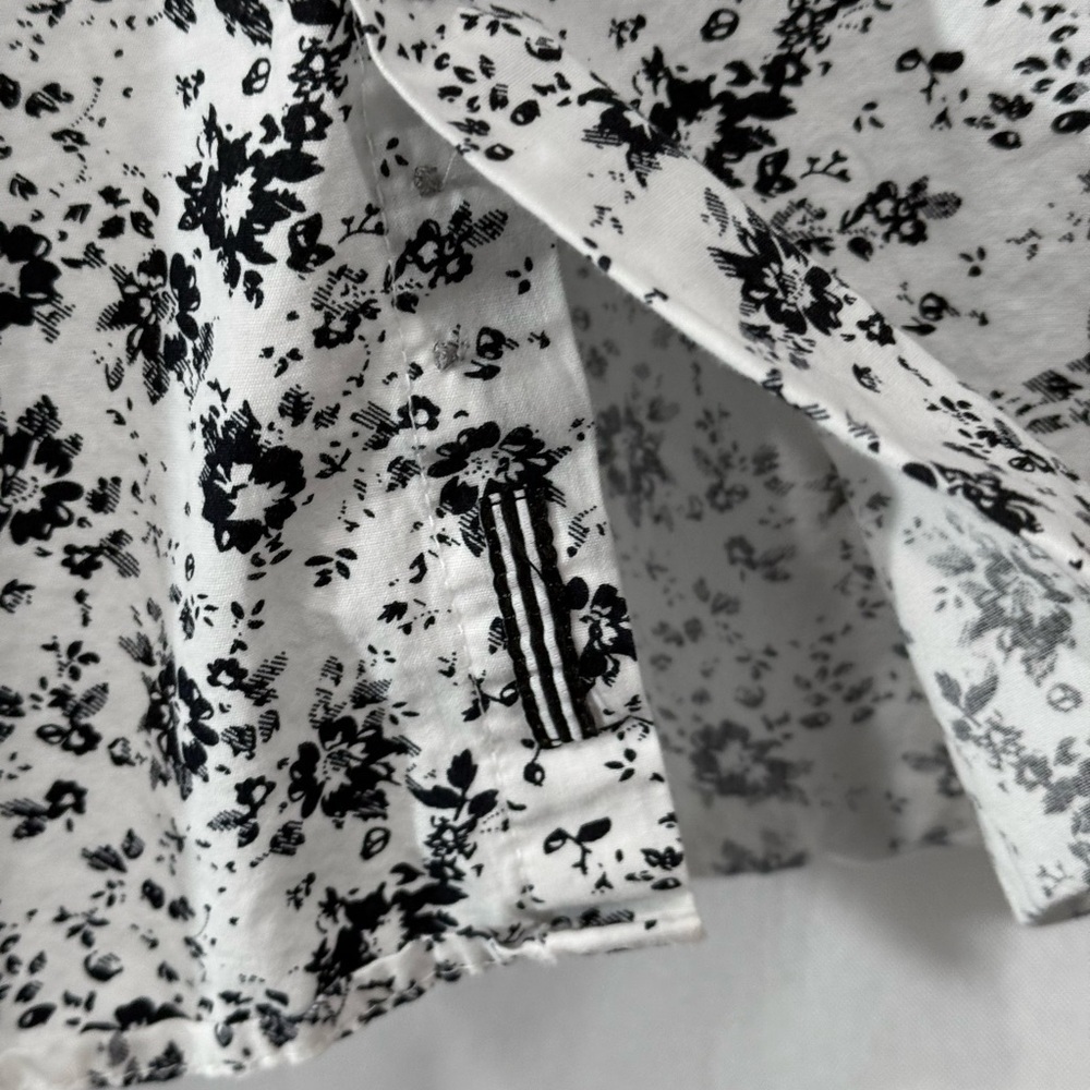 Denim & Flower Mens Floral Button Down Shirt Black White Cotton Small - Picture 8 of 11